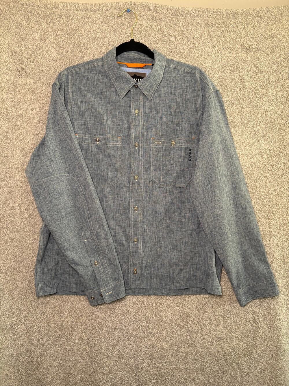 Blue Tech Chambray Work Shirt L Active Fit Outdoor Fishing